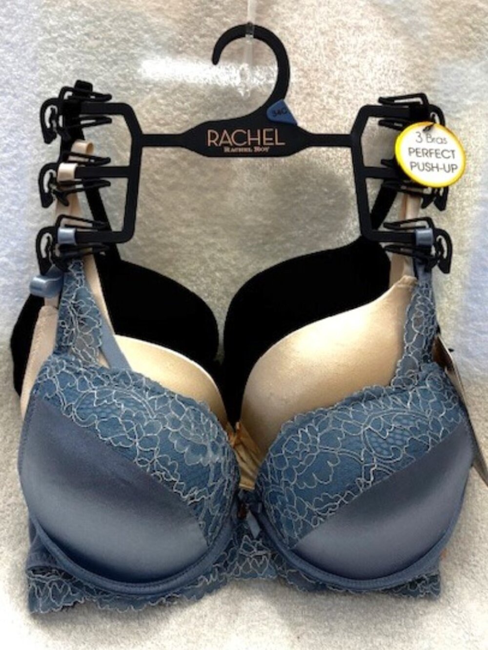 RACHEL Rachel Roy 3-pack 3-color 3-style push up bras NWT Size 34C